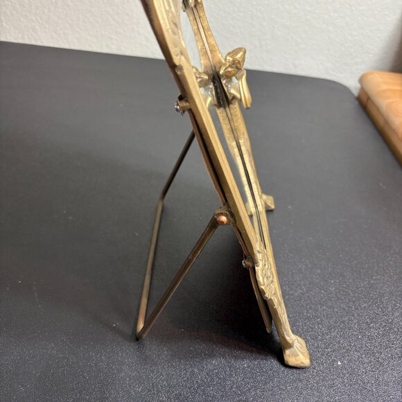 Art Deco Art Nouveau Period Tabletop, Solid Brass Mirror with Woman Figure - Picture 10 of 13